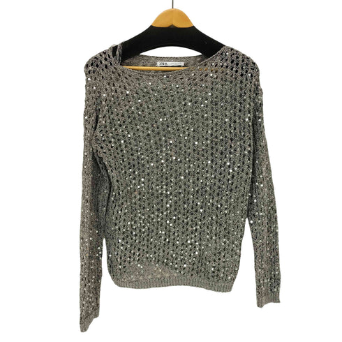 ザラ ZARA スパンコールニットセーター レディース import:S