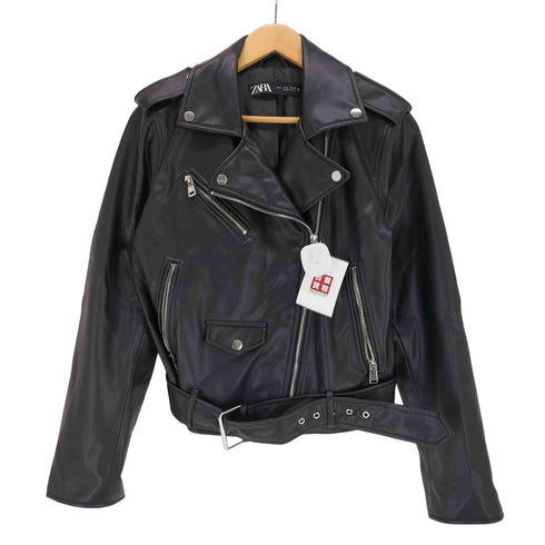 ザラ ZARA フェイクレザーダブルライダース レディース import:L