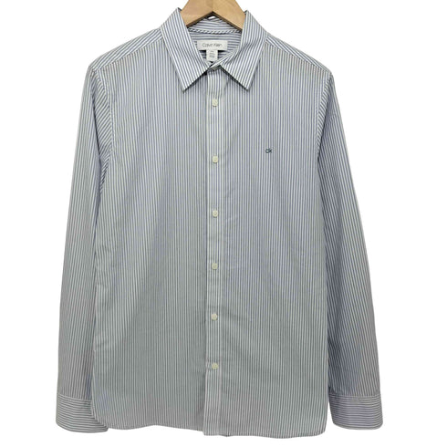 カルバンクライン CALVIN KLEIN The extra-fine cotton shirt Slim Fit ストライプシャツ メンズ S/CH