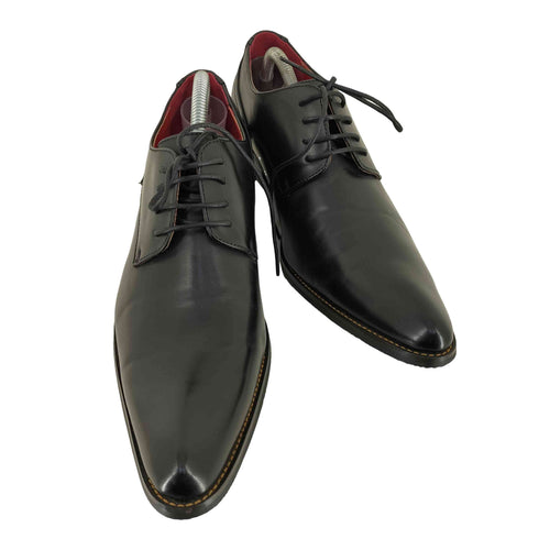 ロングノーズ ビジネスシューズ プレーントゥ 外羽根 レースアップ (Black) メンズ JPN:27