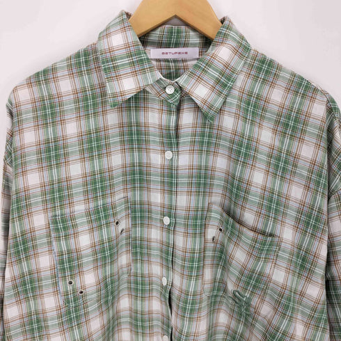 SETUPEXE 韓国ブランド over check shirt レディース os