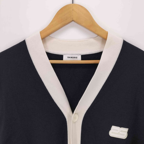 サンドロ sandro バイカラー Sロゴカーディガン メンズ import:XL