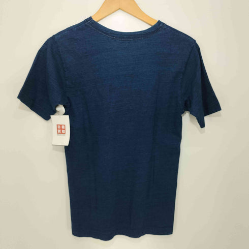 フォーティーファイブアールピーエム 45RPM STUDIO BLUE CAFE S/S インディゴ ロゴプリント Vネック Tシャツ レディース