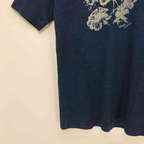 フォーティーファイブアールピーエム 45RPM STUDIO BLUE CAFE S/S インディゴ ロゴプリント Vネック Tシャツ レディース