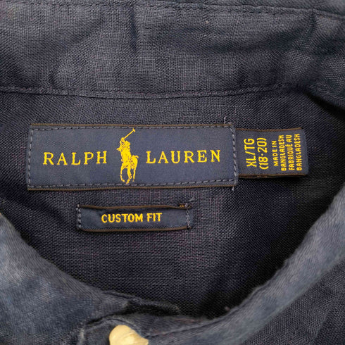 ラルフローレン RALPH LAUREN CUSTOM FIT ポニー刺繍 リネン ボタンダウンシャツ メンズ import:XL