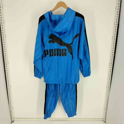 プーマ PUMA 90S EXTRA ロゴ プリント ストライプ プルオーバー パーカー 裾ジップ ストライプ イージーパンツ セットアップ メンズ M