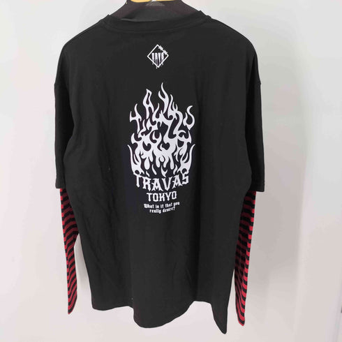 トラヴァストウキョウ TRAVAS TOKYO Punkish bear layered border L/S Tee レイヤードボーダーくまプリントロングスリーブカットソー メンズ FREE