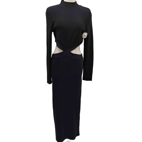 ザラ ZARA knit cut out ribbed midi dress カットアウトリブニットドレス レディース JPN:L