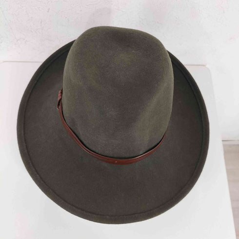 HATS&DREAMS イタリア製 ウール レザーリボン 中折れフェルトハット レディース