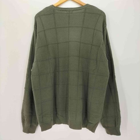 IZOD チェック編み ロゴ刺繍 コットン プルオーバー ニット メンズ import:XL