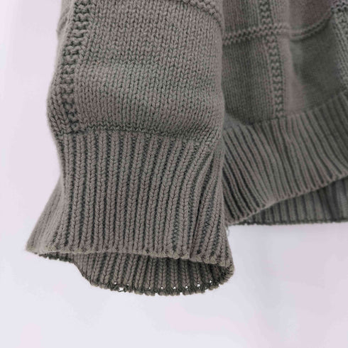IZOD チェック編み ロゴ刺繍 コットン プルオーバー ニット メンズ import:XL