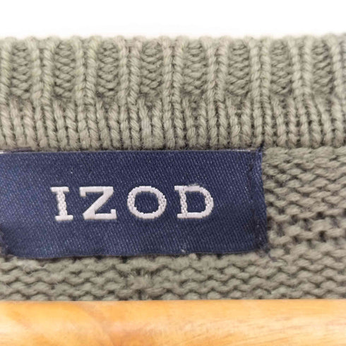IZOD チェック編み ロゴ刺繍 コットン プルオーバー ニット メンズ import:XL