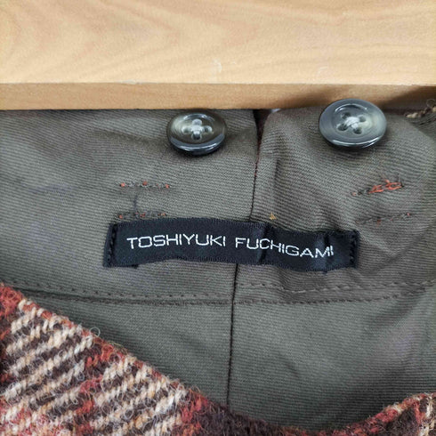 toshiyuki fuchigami 1タック チェック ツイードパンツ メンズ