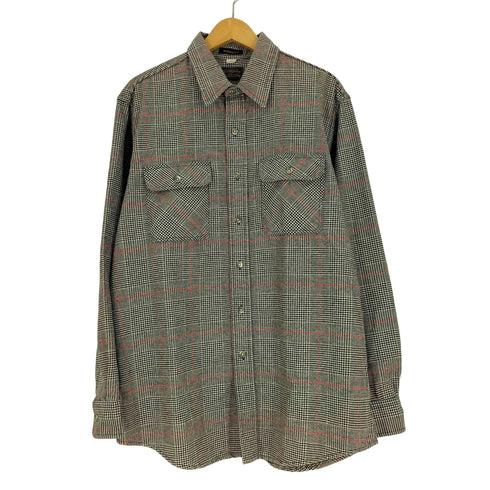 エディーバウアー Eddie Bauer 80S USA製 黒タグ McKinley Cloth グレンチェック フラップポケット フランネルシャツ ネルシャツ メンズ