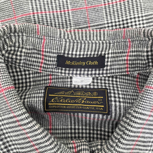 エディーバウアー Eddie Bauer 80S USA製 黒タグ McKinley Cloth グレンチェック フラップポケット フランネルシャツ ネルシャツ メンズ