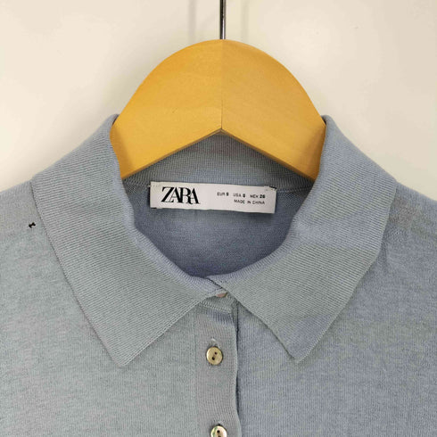 ザラ ZARA コットンシルク ニットポロシャツ レディース import:S