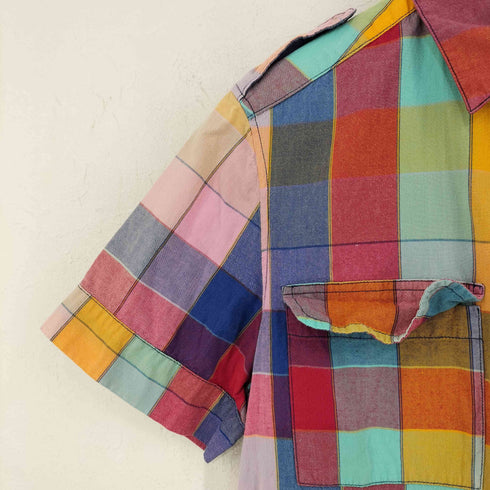 アーペーセー A.P.C. エポレット マドラスチェック半袖シャツ メンズ JPN:M