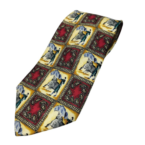 クリスチャンディオール Christian Dior MONSIEUR フランス製 水墨画 壁画 ペイズリー パネル 柄 ネクタイ メンズ