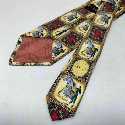 クリスチャンディオール Christian Dior MONSIEUR フランス製 水墨画 壁画 ペイズリー パネル 柄 ネクタイ メンズ