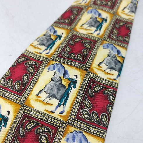 クリスチャンディオール Christian Dior MONSIEUR フランス製 水墨画 壁画 ペイズリー パネル 柄 ネクタイ メンズ