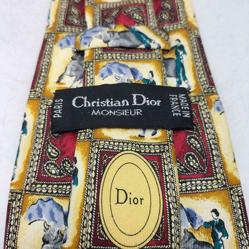 クリスチャンディオール Christian Dior MONSIEUR フランス製 水墨画 壁画 ペイズリー パネル 柄 ネクタイ メンズ