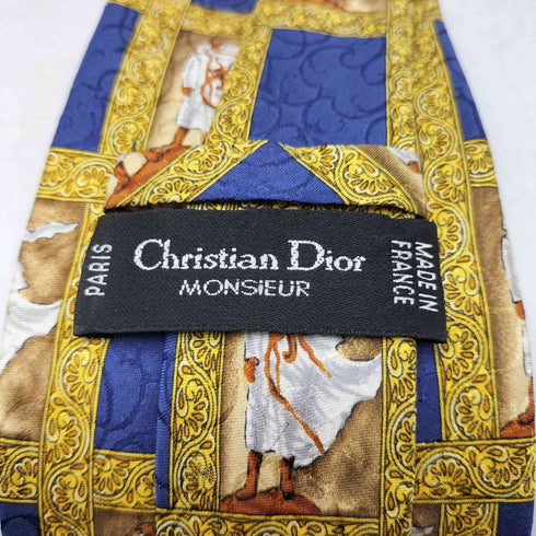 クリスチャンディオール Christian Dior MONSIEUR フランス製 水墨画 壁画 チェック 柄 ネクタイ メンズ