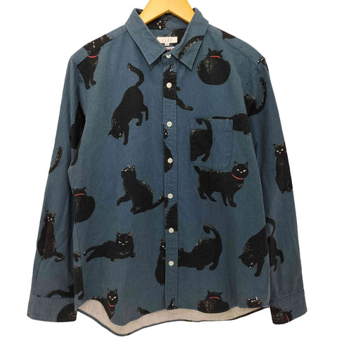 チャオ CIAO 日本製 COTTON LINEN PRINT SHIRTS CAT メンズ JPN:L