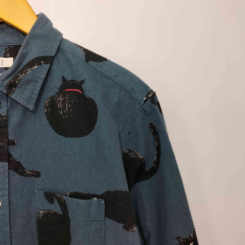 チャオ CIAO 日本製 COTTON LINEN PRINT SHIRTS CAT メンズ JPN:L