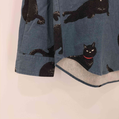 チャオ CIAO 日本製 COTTON LINEN PRINT SHIRTS CAT メンズ JPN:L