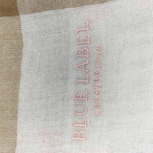 ブルーレーベルクレストブリッジ BLUE LABEL CRESTBRIDGE リネン混 ブロックチェック 大判ストール レディース