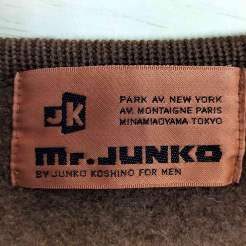 ミスタージュンコ Mr.JUNKO バイカラー ウール ノーカラージャケット ジップアップニットカーディガン メンズ JPN:M