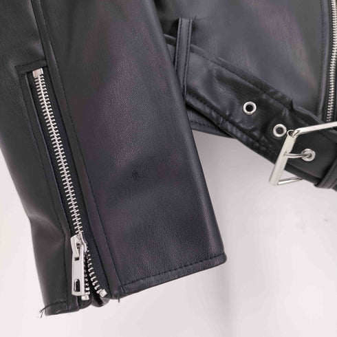 ザラ ZARA FAUX LEATHER JACKET フェイクレザー ダブル ライダース ジャケット レディース import:M