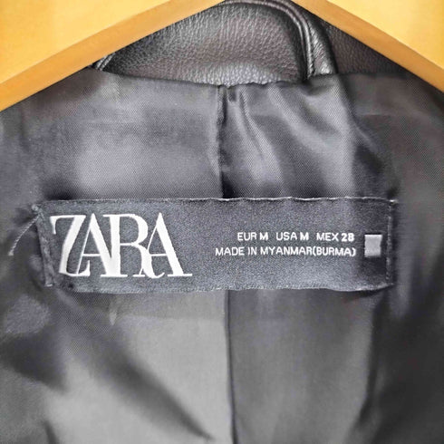 ザラ ZARA FAUX LEATHER JACKET フェイクレザー ダブル ライダース ジャケット レディース import:M