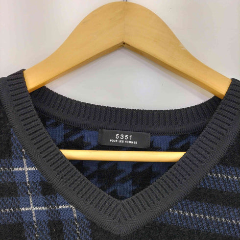 ゴーサンゴーイチプールオム 5351 POUR LES HOMMES 長袖ジャカードモールVニット カットソー メンズ JPN:46