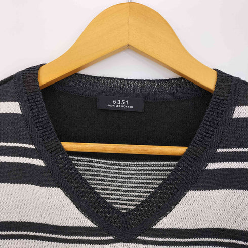 ゴーサンゴーイチプールオム 5351 POUR LES HOMMES 20SS Vネック 半袖 サマーニット メンズ JPN:48