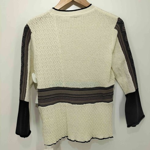 ウィルフリー willfully slit sleeve jacquard weave placement knit レディース FREE