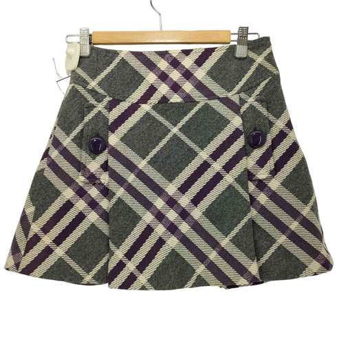 バーバリーブルーレーベル BURBERRY BLUE LABEL チェック柄 ウールミニスカート レディース 36