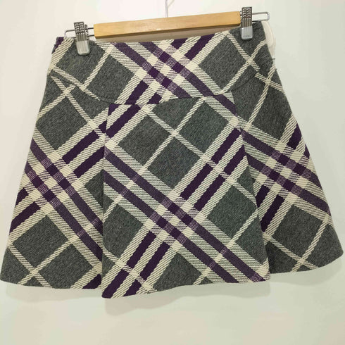 バーバリーブルーレーベル BURBERRY BLUE LABEL チェック柄 ウールミニスカート レディース 36