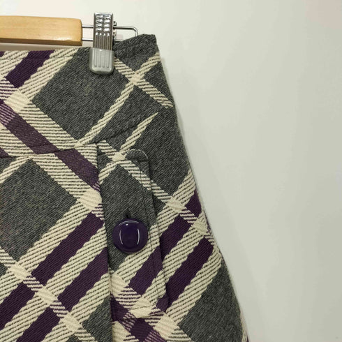 バーバリーブルーレーベル BURBERRY BLUE LABEL チェック柄 ウールミニスカート レディース 36