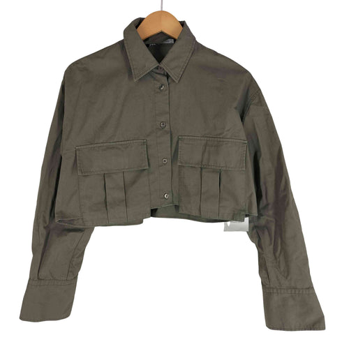 ザラ ZARA クロップドシャツジャケット レディース import:XS