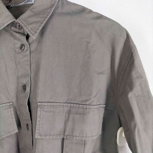 ザラ ZARA クロップドシャツジャケット レディース import:XS