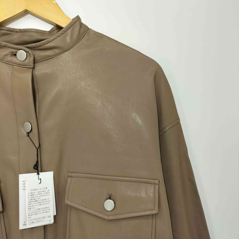 モーメント moment フェイクレザースタンドカラージャケット レディース JPN:M