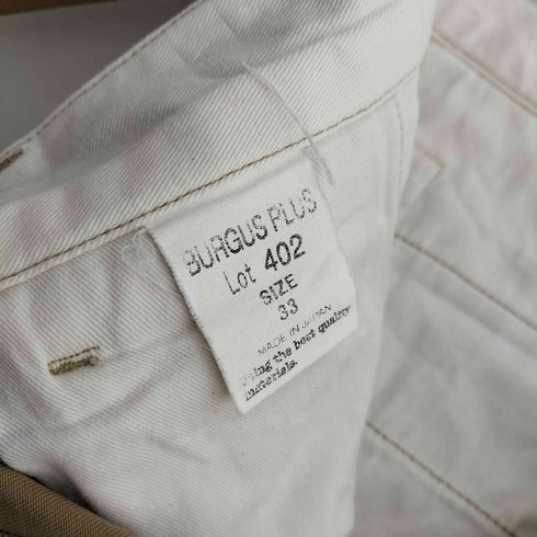 バーガスプラス BURGUS PLUS Lot.402 Zip fly Military Chino Trousers メンズ 33inch