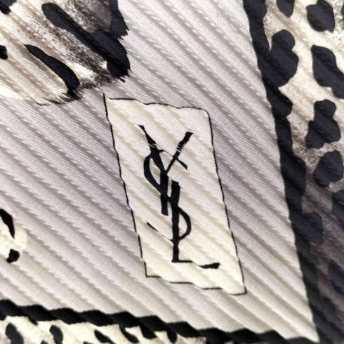 イヴサンローラン Yves Saint Laurent ヒョウ柄 プリーツ スカーフ レディース