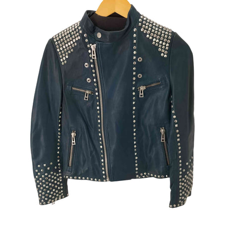 ザディグエヴォルテール ZADIG&VOLTAIRE スタッズデザインレザーライダースジャケット メンズ 68
