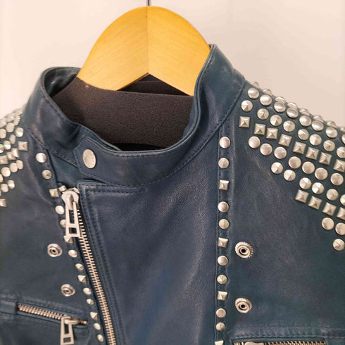 ザディグエヴォルテール ZADIG&VOLTAIRE スタッズデザインレザーライダースジャケット メンズ 68