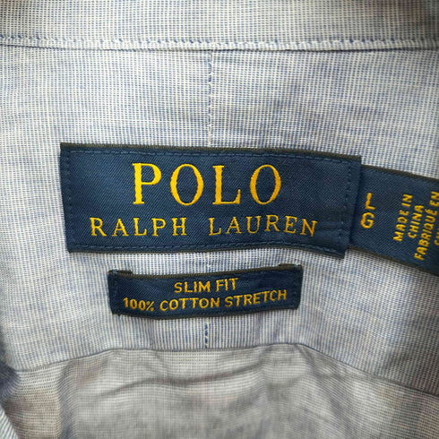 ポロバイラルフローレン Polo by RALPH LAUREN SLIMFIT ワンポイント刺繍長袖シャツ メンズ L