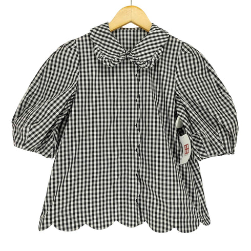 Maglie le cassetto 甘モードなスカラップチェックブラウス elegance レディース JPN:7号