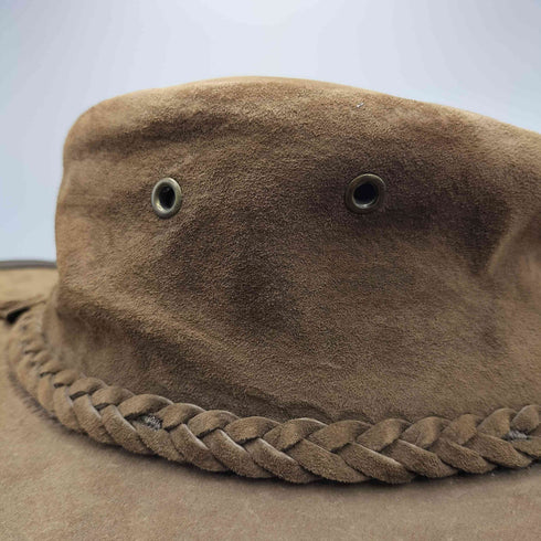 BARMAH HATS USA製 FOLDABLE SUEDE LEATHER HAT スウェードレザー イントレチャートライン ハット メンズ LARGE