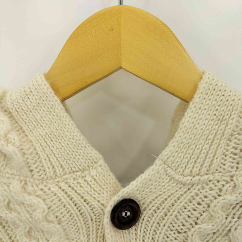 オールダービーニットウェア Oldderby Knitwear 英国製 ハンドニット ウール100 ケーブル編み フーデッド カーディガン レディース import:M